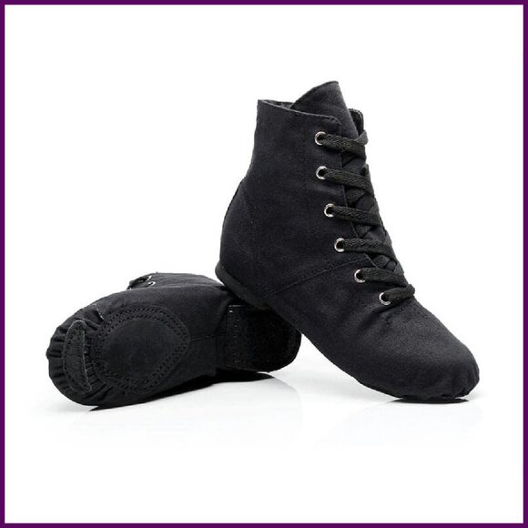 Canvas Split Sole Jazz Dance Shoes Ballet Ballroom Oxford Lace Up - Picture 5 of 7